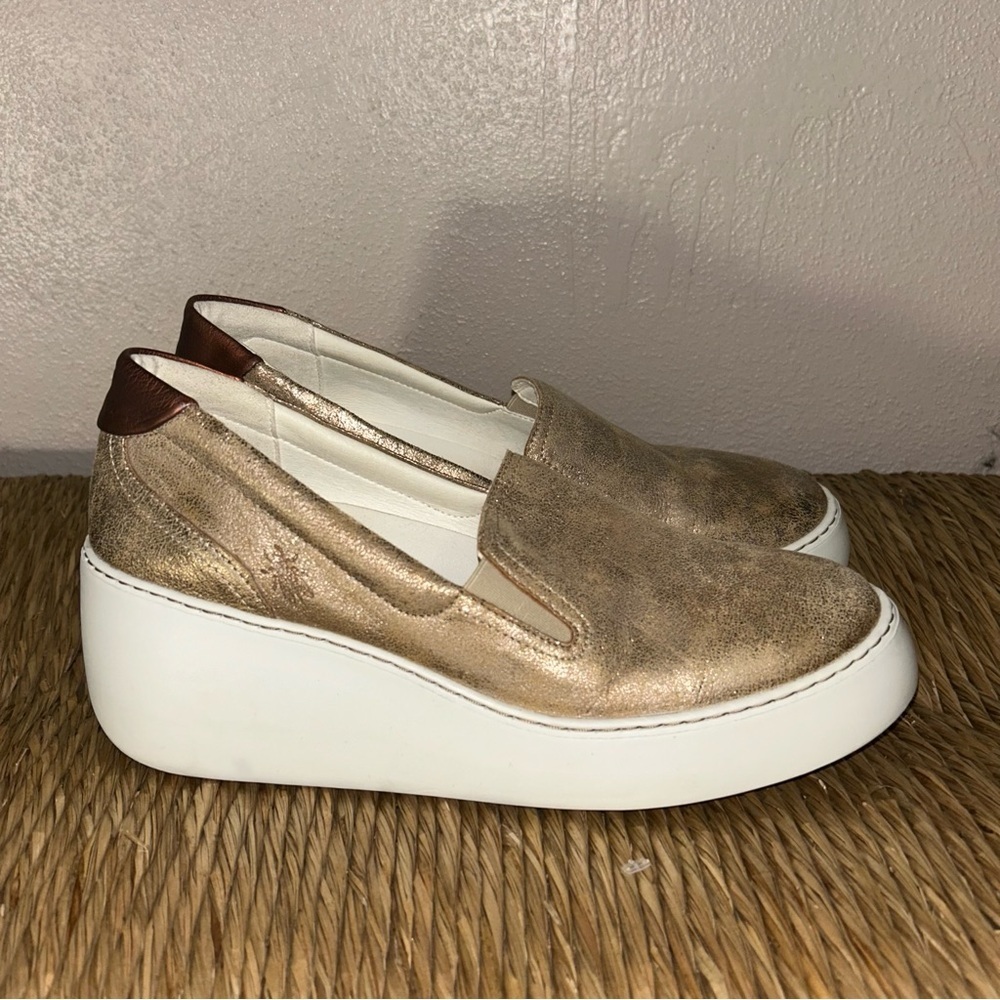 Fly London Metallic Gold Platform Sneakers